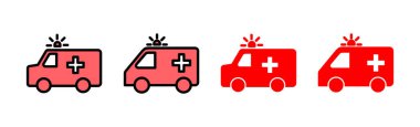 Ambulans simgesi çizimi. Ambulans kamyonu işareti ve sembol. Ambulans arabası