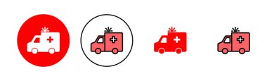Ambulans simgesi çizimi. Ambulans kamyonu işareti ve sembol. Ambulans arabası