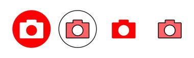 Kamera simgesi çizimi. Fotoğraf makinesi işareti ve sembol. fotoğrafçılık simgesi.