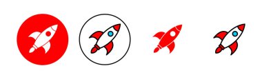 Roket simgesi çizimi. Başlangıç işareti ve sembol. roket fırlatma simgesi