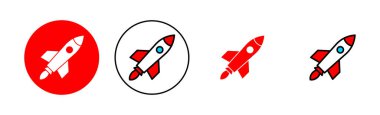 Roket simgesi çizimi. Başlangıç işareti ve sembol. roket fırlatma simgesi