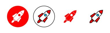 Roket simgesi çizimi. Başlangıç işareti ve sembol. roket fırlatma simgesi