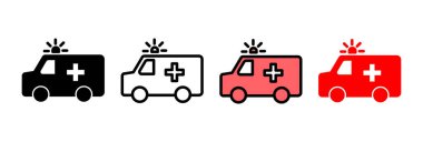 Ambulans simgesi vektör illüstrasyonu. Ambulans kamyonu işareti ve sembol. Ambulans arabası