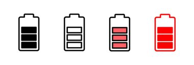 Batarya ikonu vektör çizimi. Pil şarj işareti ve sembol. pil şarj seviyesi