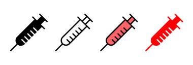 Şırınga ikonu vektör çizimi. İğne işareti ve sembol. Aşı simgesi