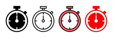 Kronometre ikon vektör illüstrasyonu. Zamanlayıcı işareti ve sembol. Geri sayım simgesi. Zaman Dönemi
