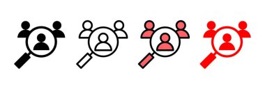 Simge vektör illüstrasyonu işe alınıyor. Arama işi boşluk işareti ve sembol. İnsan kaynakları konsepti. İşe alım.