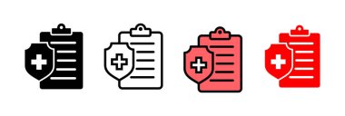 Tıbbi sigorta ikonu vektör çizimi. Sağlık sigortası ve sembol