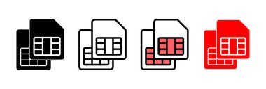 Sim kart simgesi vektör illüstrasyonu. çift sim kart işareti ve sembol