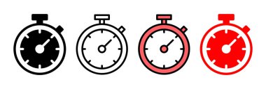 Kronometre ikon vektör illüstrasyonu. Zamanlayıcı işareti ve sembol. Geri sayım simgesi. Zaman Dönemi