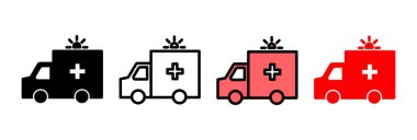 Ambulans simgesi vektör illüstrasyonu. Ambulans kamyonu işareti ve sembol. Ambulans arabası