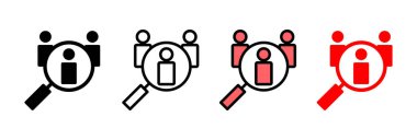 Simge vektör illüstrasyonu işe alınıyor. Arama işi boşluk işareti ve sembol. İnsan kaynakları konsepti. İşe alım.