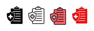 Tıbbi sigorta ikonu vektör çizimi. Sağlık sigortası ve sembol