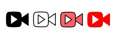 Video ikonu vektör illüstrasyonu. Video kamera işareti ve sembol. Film tabelası. Sinema