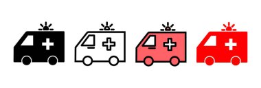 Ambulans simgesi vektör illüstrasyonu. Ambulans kamyonu işareti ve sembol. Ambulans arabası