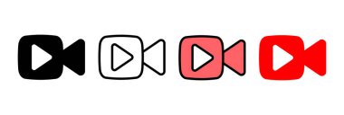 Video ikonu vektör illüstrasyonu. Video kamera işareti ve sembol. Film tabelası. Sinema
