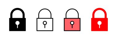 Simge vektör illüstrasyonunu kilitle. Asma kilit işareti ve sembol. Şifreleme simgesi. Güvenlik sembolü