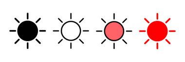 Güneş ikonu vektör illüstrasyonu. Parlaklık işareti ve sembol.