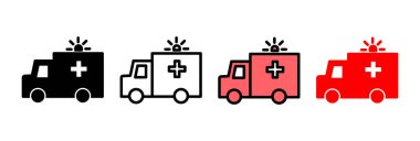 Ambulans simgesi vektör illüstrasyonu. Ambulans kamyonu işareti ve sembol. Ambulans arabası