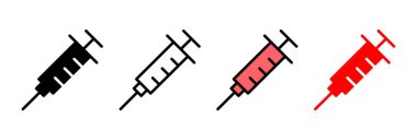 Şırınga ikonu vektör çizimi. İğne işareti ve sembol. Aşı simgesi