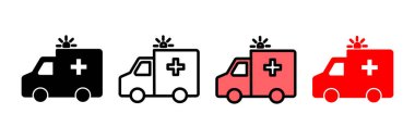 Ambulans simgesi vektör illüstrasyonu. Ambulans kamyonu işareti ve sembol. Ambulans arabası