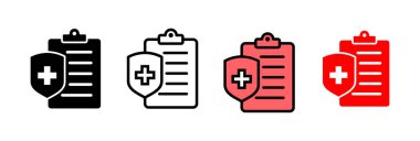 Tıbbi sigorta ikonu vektör çizimi. Sağlık sigortası ve sembol