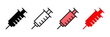 Şırınga ikonu vektör çizimi. İğne işareti ve sembol. Aşı simgesi