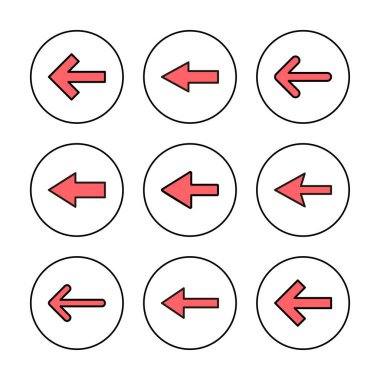 Ok simgesi vektör illüstrasyonu. Web tasarımı için ok işareti ve sembol.