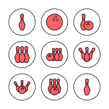 Bowling icon vector illustration. bowling ball and pin sign and symbol. clipart