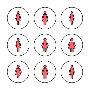 Kadın ikon vektör illüstrasyonu. Kadın imzası ve sembolü