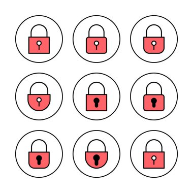 Simge vektör illüstrasyonunu kilitle. Asma kilit işareti ve sembol. Şifreleme simgesi. Güvenlik sembolü