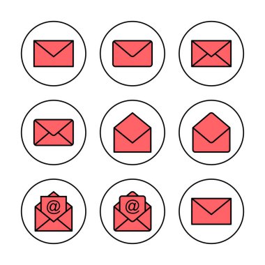 Posta simgesi vektör illüstrasyonu. e-posta işareti ve sembol. E- posta simgesi. Zarf simgesi