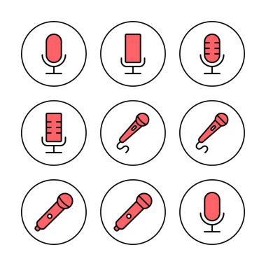 Mikrofon ikonu vektör çizimi. Karaoke işareti ve sembol