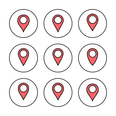 Pin simgesi vektör illüstrasyonu. Yer işareti ve sembol. hedef simgesi. harita iğnesi