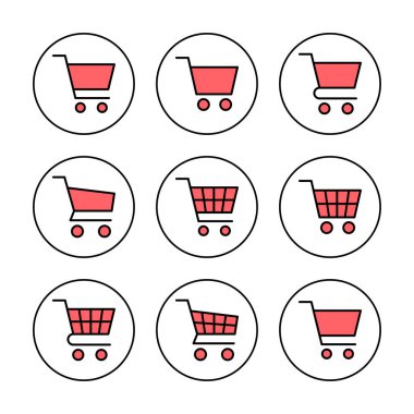 Alışveriş ikonu vektör illüstrasyonu. Alışveriş arabası işareti ve sembol. Trolley simgesi