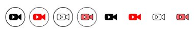 Video ikonu vektör illüstrasyonu. Video kamera işareti ve sembol. Film tabelası. Sinema