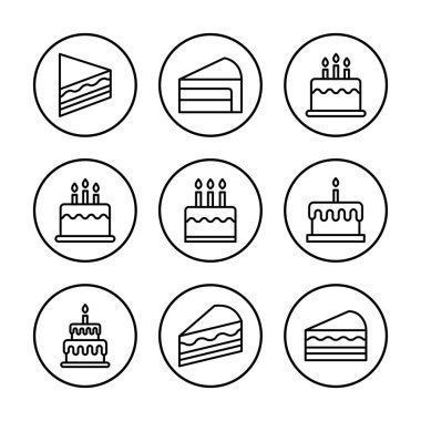 Kek simgesi vektör illüstrasyonu. Pasta işareti ve sembol. Doğum günü pastası simgesi