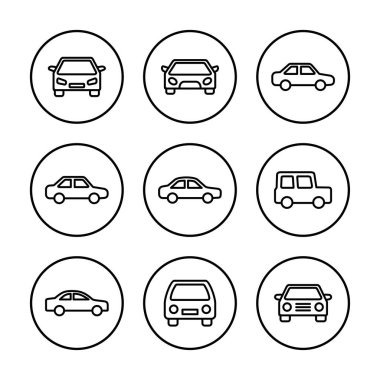 Araba ikonu vektör illüstrasyonu. Araba işareti ve sembol. küçük sedan