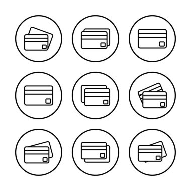 Kredi kartı ikonu vektör illüstrasyonu. Kredi kartı ödeme imzası ve sembolü