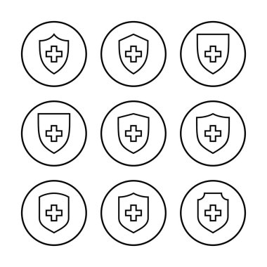 Sağlık sigortası ikonu vektör illüstrasyonu. Sigorta belgesi imzası ve sembolü