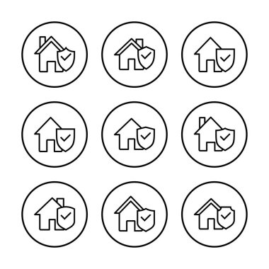 Ev sigortası ikonu vektör illüstrasyonu. ev koruma işareti ve sembol