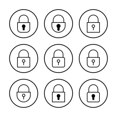 Simge vektör illüstrasyonunu kilitle. Asma kilit işareti ve sembol. Şifreleme simgesi. Güvenlik sembolü