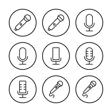 Mikrofon ikonu vektör çizimi. Karaoke işareti ve sembol