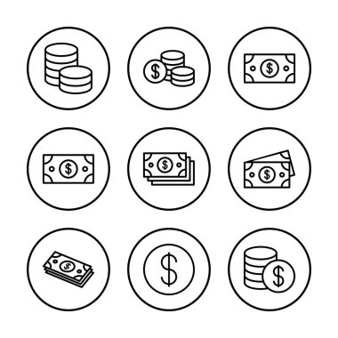 Para ikonu vektör illüstrasyonu. Para işareti ve sembol