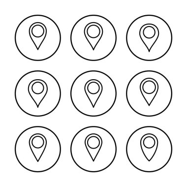 Pin simgesi vektör illüstrasyonu. Yer işareti ve sembol. hedef simgesi. harita iğnesi