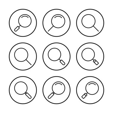 Arama simgesi vektör illüstrasyonu. Büyüteç işareti ve sembolü ara