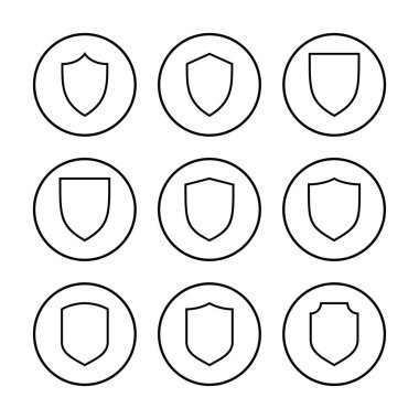 Kalkan simgesi vektör illüstrasyonu. Koruma ikonu. Güvenlik işareti ve sembol