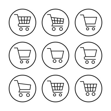 Alışveriş ikonu vektör illüstrasyonu. Alışveriş arabası işareti ve sembol. Trolley simgesi