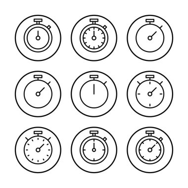 Kronometre ikon vektör illüstrasyonu. Zamanlayıcı işareti ve sembol. Geri sayım simgesi. Zaman Dönemi
