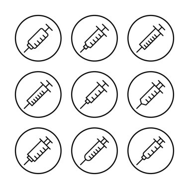 Şırınga ikonu vektör çizimi. İğne işareti ve sembol. Aşı simgesi